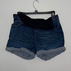 Postpartum control top denim shorts
